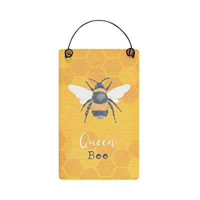 Image of Something Different DP_38230 Mini Sign Queen Bee H:10cm X W:5cm D:0.3cm Pack of 1, yellow
