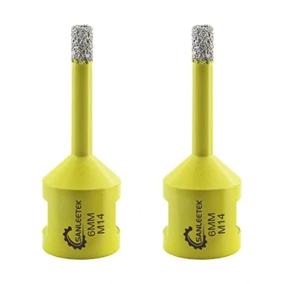 Image of Diamond Tile Drill Bits 2pcs 6mm SANLEETEK Vacuum Brazed Hole Saw for Ceramic Porcelain Marble Granite M14 Thread