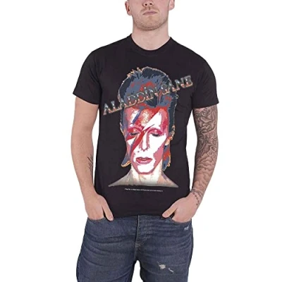 Image of Rockoff Trade Men&#039;s David Bowie Aladdin Sane T Shirt, Black (Black Black), X Large