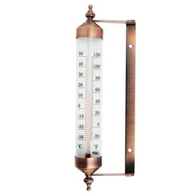 Image of Outdoor Thermometer with Stylish Bronze Effect Design Attractive Garden Ideal For Measuring Outside Temperature Gauge Wall Greenhouse Patio Garage Easy to Hang