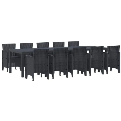 Image of vidaXL 11 Piece Garden Dining Set with Cushions Anthracite Poly Rattan