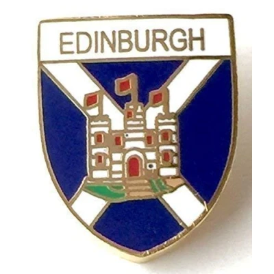 Image of Emblems Gifts Scotland Saltire &amp; Edinburgh Castle Gold Plated Enamel Lapel Pin Badge T922
