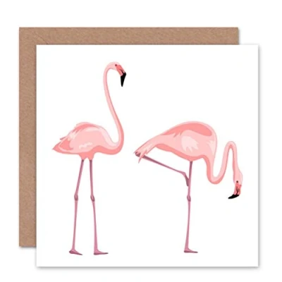 Image of Wee Blue Coo Flamingo Illustration Bird Pink Cute Animal Birthday Sealed Greeting Card Plus Envelope Blank inside