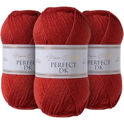 Image of Utopia Crafts DK Double Knitting Yarn 3X 100g (Red Oxide)