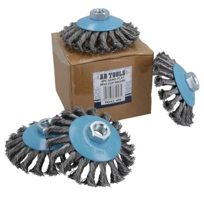 Image of 4 Pack Twist Knot Wire Brush/Wheel 115mm for Angle Grinder TE242