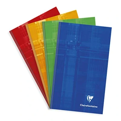 Image of Clairefontaine Ref 69502C Clothbound Notebook (96 Sheets) 11 x 17cm Size, Squared Rulings, 90gsm Brushed Vellum Paper, Film Coated Card Cover Assorted Colours (Pack of 5)