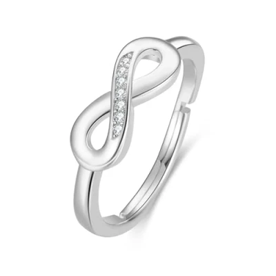 Image of Philip Jones Silver Plated Infinity Ring Created with Zircondia® Crystals