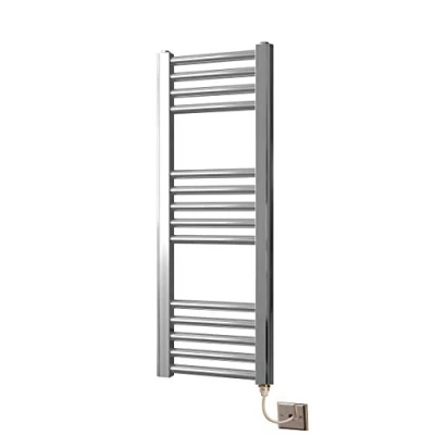 Image of Greened House Chrome Straight Electric Towel Rail 300mm wide x 800mm high
