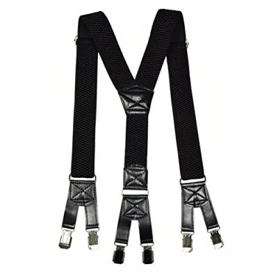 Image of Heavy Duty Y Shape Braces/Suspenders with 6 Clip Design, 4cm Black