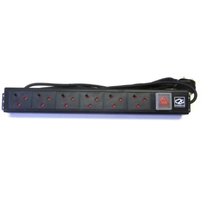 Image of Vertical UK 6 Way Power Distribution Unit Rack Mount PDU Data Lan Cabinet