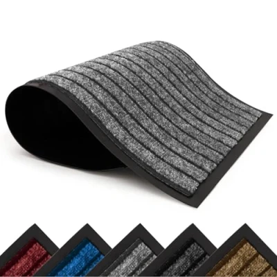Image of Hafaa Door Mat 60x90 Cm, Indoor &amp; Outdoor Heavy Duty Rubber Mats Dirt Trapper Non Slip Washable Barrier Floor Entrance Rug Shoes Scraper Super Absorbent Front Doormats Rug, Grey