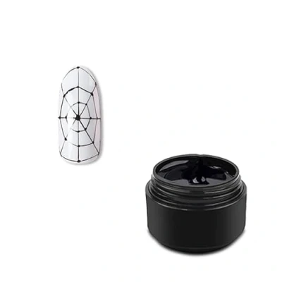 Image of Solid Color/Luminous/Bling Glitter Disco Spider Gel,21 Colors Nail Art Wire Drawing Gel for Line Pulling,New Upgraded Matrix with Paint (Solid Color Gel, 001#Black)