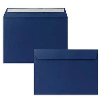 Image of 100x envelopes DIN C5 dark blue (blue) 16.2 x 22.9 cm self adhesive elegant for large invitations and cards birthdays or weddings