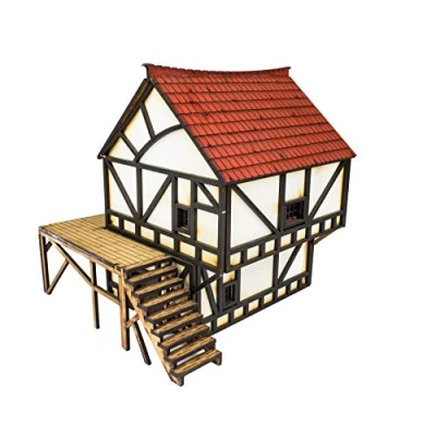 Image of War World Gaming Medieval Town MDF Fantasy Cottage (painted/unpainted) 28mm Wargaming Terrain Model Diorama