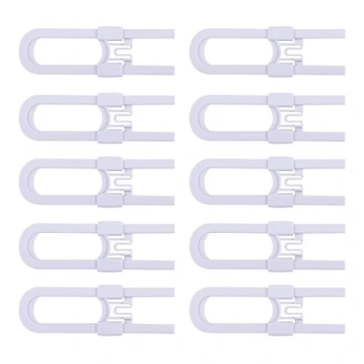 Image of CUTESAFETY Sliding Cabinet Locks Baby Proofing Cabinets with Adjustable Child Safety Lock Childproof Latches for Knobs,Handles on Kitchen Doors,Storage Door,Cupboard,Closet,Dresser (White, 10)