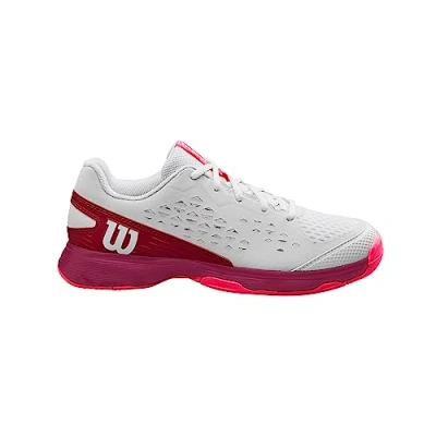 Image of Wilson Rush Pro Jr L Sneaker, White/Beet Red/Diva Pink, 2.5 UK