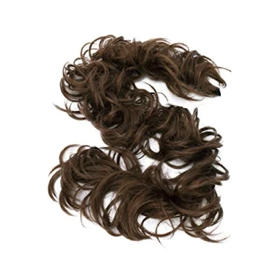 Image of CAISHA XXL Hairpiece Scrunchy Updo Bridal Hairstyle Voluminous Curly Messy Bun Medium Brown HW4
