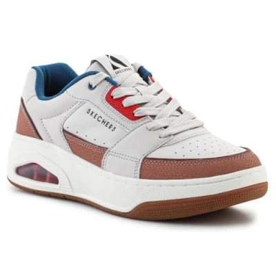 Image of Skechers Men&#039;s Uno Court Low Post Trainers, Natural Leather/Duraleather/Mesh/Multi, 7 UK