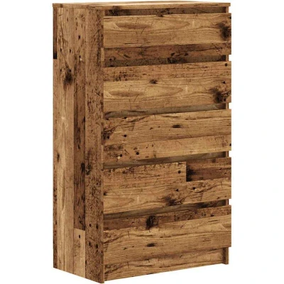 Image of vidaXL Old Wood Drawer Cabinet/Engineered Filing Chest with 5 Drawers Living Room/Bedroom/Office Modern/Brown 60x36x103 cm