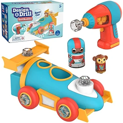 Image of Learning Resources EI 4186 Design &amp; Drill Bolt Buddies Race Car, Fine Motor Skills Construction Toy,Multicolor,Medium