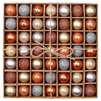 Image of Valery Madelyn Christmas Baubles for Tree Decoration，49pcs 3cm Woodland Copper and Gold Shatterproof Ball Ornaments