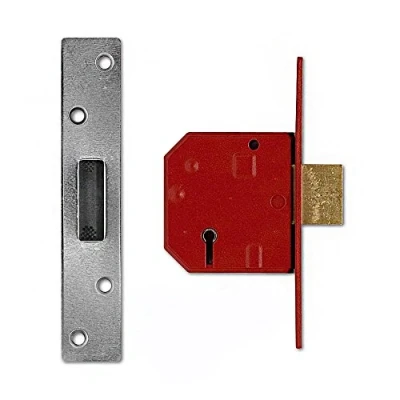 Image of Union Locks 2134E 5 Lever BS Mortice Deadlock 67mm Satin Chrome Finish (Boxed)