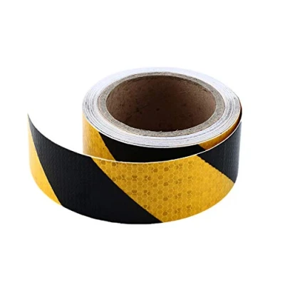 Image of Onerbuy Waterproof Reflective Safety Hazard Caution Tape Yellow Black Striped Floor Marking Self adhesive Warning Sticker, 2 Inch x 30 Feet