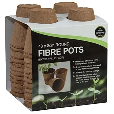 Image of Garland 48 x 8cm Round Fibre Pots (Extra Value Pack)
