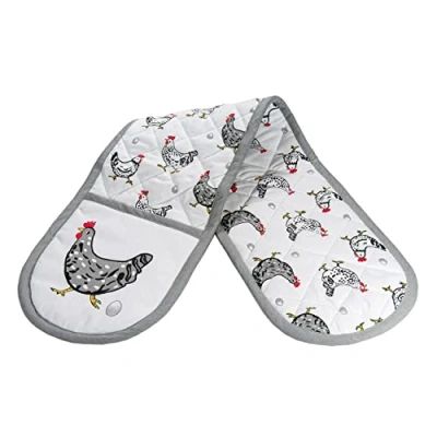 Image of SPOTTED DOG GIFT COMPANY Double Oven Gloves, Heat Resistant Mitt, Chicken Kitchen Mitts, Themed Cooking &amp; Baking Gifts for Animal Lovers Women Men