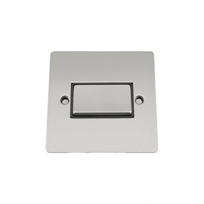 Image of Fan Isolator 3 Pole Switch Satin Matt Chrome Flat Black Insert Metal Rocker