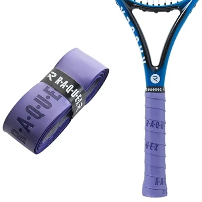 Image of Raquex Enhance Replacement Racket Grip: Tennis Grip, Badminton, Squash Grip Tape, Padel, Pickleball. 14 Colours. Premium, Self Adhesive Racquet with Finishing Tape (Purple, 1 Grip)