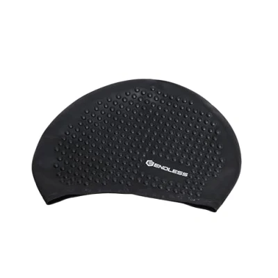 Image of Endless EL1021 Comfortable Silicone Swimming Cap with Bubble Design, Elastic Waterproof for Long and Short Hair Thicker Edge, Adults, Women Men, Colour: Black, Size: Free
