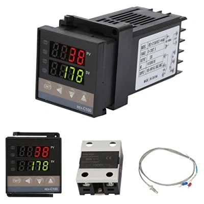 Image of Temperature Controller Kit,0℃ 1300℃ 48*48*110mm Alarm Long AC110V to 240V 1m M6 Coarse Tooth K Type Thermocouple Suitable for Electricity Chemical Plastic Injection Food Incubator