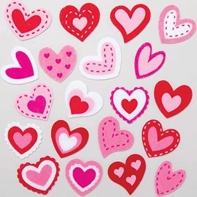 Image of Baker Ross AT556 Self Adhesive Heart Felt Stickers for Valentine&#039;s Day &amp; Mother&#039;s Arts Crafts, 40mm 45mm, Pink, Pack of 100, Pieces