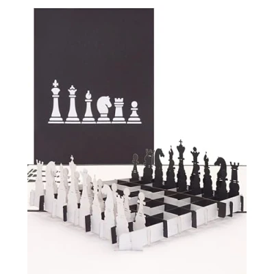 Image of Pop Up Card &quot;Chessboard&quot; 3D Birthday Card, Congratulations as an Invitation to the Chess Tournament, a Thank You or Retirement