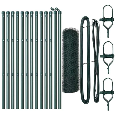 Image of vidaXL Fencing Set of 2 Forest Green Powder Coated Steel 25 x 0.5 m