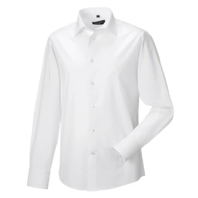 Image of Russell Athletic Collection Mens Fitted Long Sleeved Shirt (White) Size Small