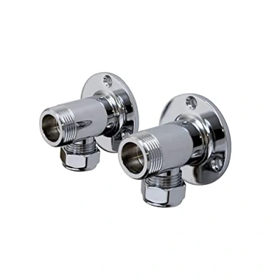 Image of ENKI P10 Backplate Wall Elbows Exposed Pipes Thermostatic Bar Mixer Shower Valve, Fixing Kit, Surface Mounted Pipework Fittings