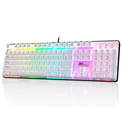 Image of RK ROYAL KLUDGE RK920 Full Size Mechanical Keyboard, Rainbow Backlit Gaming 104 Keys Wired Keyboard with Number Pad, Quite Red Switch