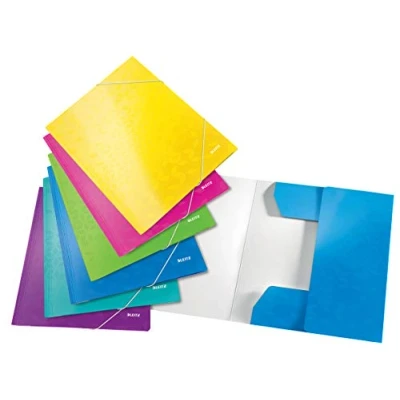 Image of Leitz 3 Flap Folder, Holds up to 250 A4 Sheets, Elastic Closure, Flexible Plastic, Assorted set of 6, WOW Range, 39821099