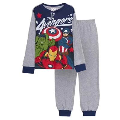 Image of Marvel Avengers Pyjamas Boys Luxury Full Length Pjs Gift Boxed Hero Nightwear Grey 4 Years