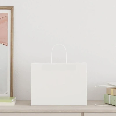 Image of vidaXL Paper Bags 50 pcs with Handles White 32x17x25 cm