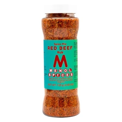 Image of Menol Spices Red Beef BBQ Spice Rub 125g, 20% salt, rub, seasoning, Barbecue Meat Steak Seasoning Vegan Gourmet spice, No MSG, Low salt