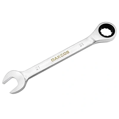 Image of DAKCOS Fixed Head Ratchet Spanner 21mm Ratcheting Combination Wrench Chrome Vanadium Steel