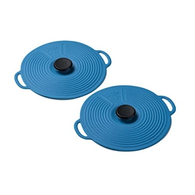 Image of Zeal Silicone Keep Fresh Storage Airtight Seal Mini Lid Reusable Eco Friendly Classic Design Set of 2 Aqua (10cm/4&quot;)