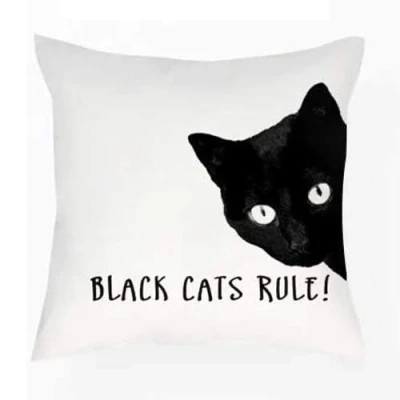 Image of Getagift Black Cats Rule themed Funny Cushion Cover, Throw Pillow Cover. (Satin 40 x CM)