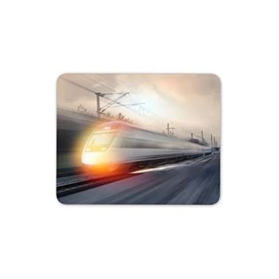 Image of Destination Vinyl ltd Speeding Train Mouse Mat Pad Railway Trains Transport Fun Computer #14170