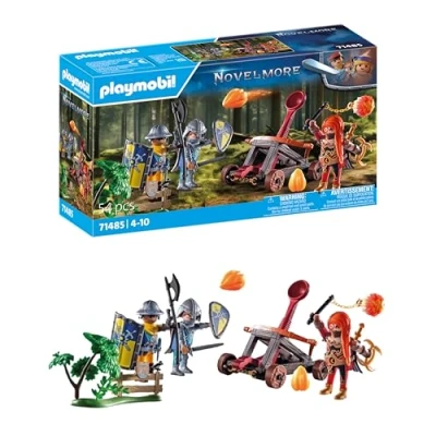 Image of Playmobil 71485 Knights of Novelmore: Roadside Ambush, Novelmore and Burnham Raiders, with realistic catapult, fun imaginative role play, knight play sets suitable for children ages 4+