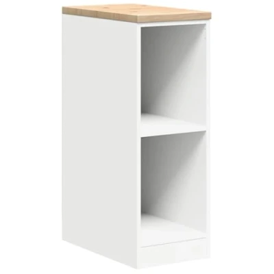 Image of vidaXL garage storage cabinet white pine wood tool organizer, 30x51x85 cm sturdy workshop, basement, and office utility with 2 door compartments &amp; worktop