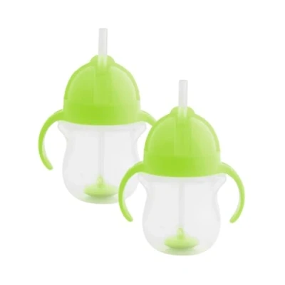 Image of Munchkin Click Lock Tip &amp; Sip Straw Cup Set Baby Toddler Sippy Cups with BPA Free Leakproof Dishwasher Safe Weighted Bottles 7oz/207ml 2 Pack Green